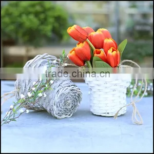 Grey Wash Woodchip Basket With Rope Handle thumbnail-6