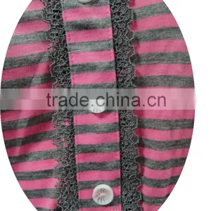 Color Stripe Eyelet Lace Trim Shortie thumbnail-4