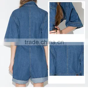 Women's Jeans Jumpsuits Short Sleeve With Chest Pocket Jumpsuits Rompers thumbnail-4