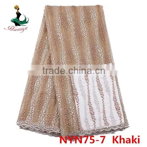 Haniye 2016 Wholesale Beaded Lace Fabric/white Tulle Lace Fabric /NYN75 thumbnail-3