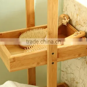 3 Tiers Natural Bambooo Wooden Bamboo Bathroom Shelves for Towels thumbnail-4