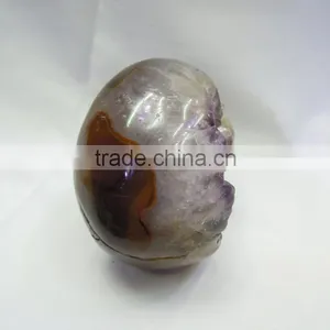 Carving Amethyst Skull With Geode in Price Sale, Amethyst for Sale Good for Art Collection thumbnail-5