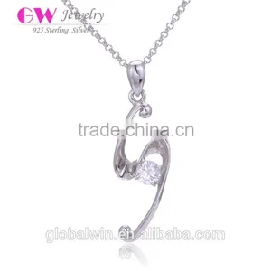 Fashion Simple S Shape Solid 925 Sterling Silver Letter Bead Necklaces Pendant thumbnail-2
