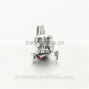 Skull Metal Charms European Charm Bracelet Necklace 100% Real 925 Sterling Silver S198 Best Gifts For You Or Friends thumbnail-1