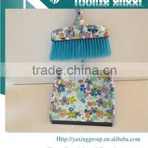 Plastic Long Handled Dustpan and Broom thumbnail-1