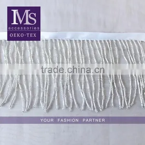 High Quality 9.5cm Width Nylon Handmade Beaded Custom Ribbon Fringes thumbnail-1
