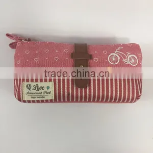 2016 New Promotional Cute Canvas Student Pencil Bag Pen Case Stationery Pouch Pencil Box With Zipper Lock Free Shipping thumbnail-4