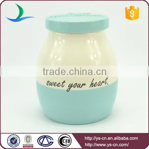 Newest Style Ceramic Canister Jars With Blue Lid thumbnail-4