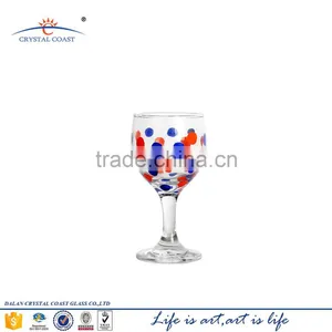 2015 Wholesale Handmade Fancy Water Color Long Stem Round Drinking Glass thumbnail-1