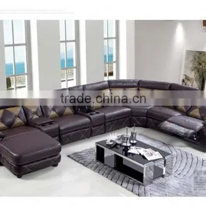 Bisini L Shape Genuine Leather Sofa, L Shape Sofa With Recliner, Modern Recliner Home Sofa Furniture thumbnail-1
