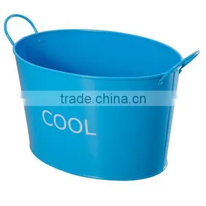 Blue Galvanized Steel & Power Coating Oval Metal Miller High Life Ice & Beer Tub /Cool Tub Beer/Champagne Holder thumbnail-1