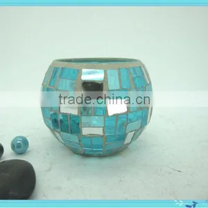 Hotel Decoration Blue Shimmering Mirrored Mosaic Fresh Art Deco Vase thumbnail-4