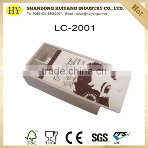 FSC Custom 2 Bottles Wooden Wine Box With Sliding Lid Wholesale thumbnail-1