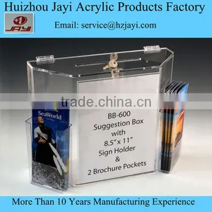 Wholesale Custom Crystal Transparent Clear Lockable Acrylic Lucite Plastic Donation Box thumbnail-1