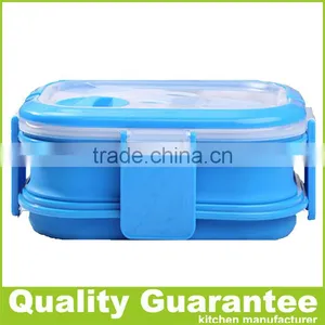 Customized Silicone Bento Box Double-deck Lunch Box Silicone Food Container thumbnail-4