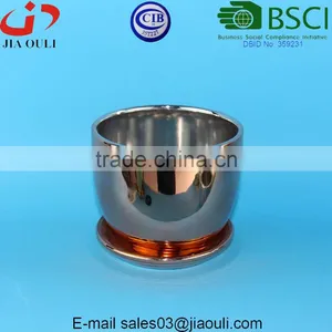 Quality Plating Gold / Copper Ceramic Plant Pots With Saucer thumbnail-4