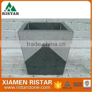 Natural Black Decorative Granite Stone Garden Flower Pot thumbnail-1
