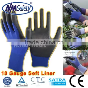 NMSAFETY 18g Navy Nylon pu Gloves Soft Style Work Hand Gloves Flexible thumbnail-1