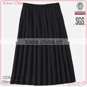 Hot Sale Summer/autumn Ladies Fashion Maxi Skirt Manufacturer High Quality Women Pleated Skirt Black Sexy Chiffon Skirt thumbnail-1
