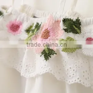 2017 Wholesale High Quality Girls Spaghetti Strap Vest With Embroidered Lace Layer Frill thumbnail-3