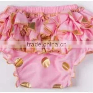 Chinese Product and Low Price Wholesale Gold Polka Dot Ruffle Baby Bloomer for 6months to 4years Baby Kids thumbnail-5