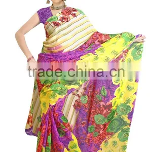 Digital Flower Printed Saree Looking Amazing thumbnail-2