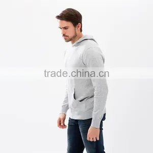 Men's Plain Grey 100% Polyester Hooded Sweatshirt thumbnail-2