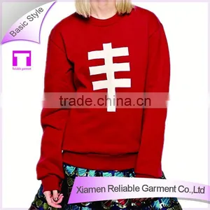 American Style Red Printed Scoop Neck Hoodies fo Fitness thumbnail-1