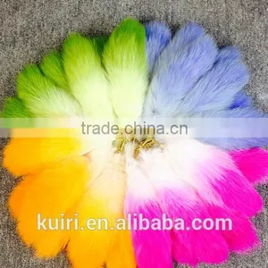 Colorful Fox Fur Keychains 100% Real Fox Fur Rehinstone Tail Bag Pendants Accessory thumbnail-6