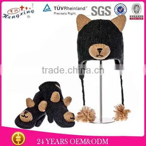 2014 Newly Pattern Fashioned Black Bear Knitted Baby Animal Beanie Hats thumbnail-1