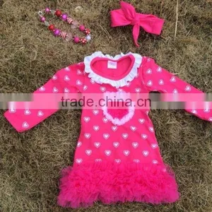 Baby Girls Heart Dress Valentines Dress With Matching Headband and Chunky Necklace Set thumbnail-1