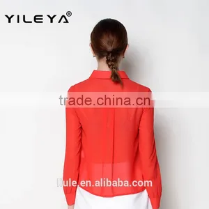 Cute Collar Designed Fashionable Casual Long Sleeve Women Fashion Blouse Shirts thumbnail-2