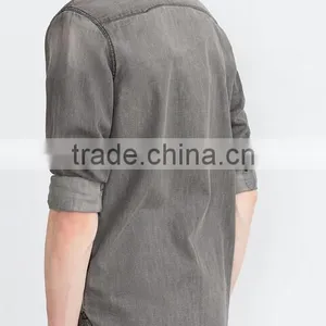 Denim Shirt, Men's Short Sleeve Shirts thumbnail-3
