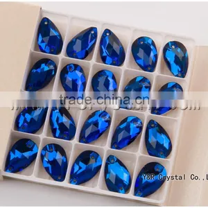 3230 11*18 Capri Blue Sew on Stone Rhinestone Beads for Jewelry Making Wedding Dress thumbnail-2