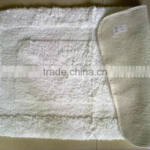 Hotel Antislip White Cotton Bath Rug With Rubber Bottom thumbnail-1