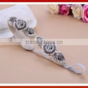 Handmade Rhinestone Crystal Beaded Elastic Fashion Elastic Hai Headmade Crystal Glass Beads Hair Band Girl Bridal Pearls Beads thumbnail-2