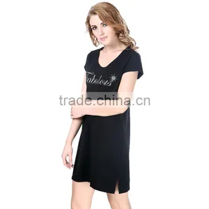 Women's Rhinestone Embroider O-neck Long T-shirts thumbnail-2