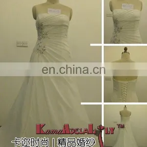 EB1213 A-line White With Bead Ruffly Lace up Wedding Dress thumbnail-1