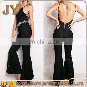 Sexy Halter Ladies Black Lace Jumpsuit Sleeveless Strap Jumpsuit Sexy Backless Jumpsuit thumbnail-1