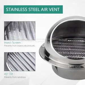 Stainless Steel Round Bull Nosed External Extractor Wall Vent Outlet Air Vent Grill Cover for Ventilation  thumbnail-5