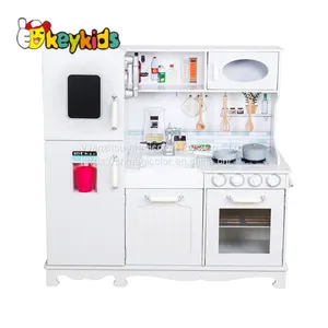 2019 Newly Released Classic Blue Wooden Toy Kitchen Set With Electronic Stove W10C045 thumbnail-4