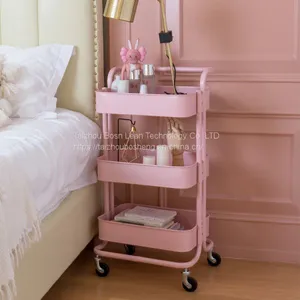 Easy Assembly Home Furniture 3 Tiers Metal Vegetable Storage Trolley Kitchen thumbnail-1