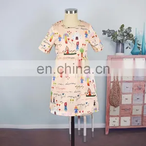 2019 Summer Printed Round Neck Short Sleeves Dress Long Women Mommy And Me Dress (this Link for Girls,1-8years) thumbnail-6