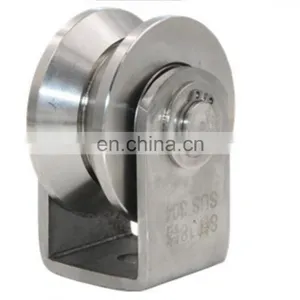 48*22mm 2Inch SUS304 U Groove Wheels Pulley Drawer Sliding Gate Castor Roller thumbnail-5