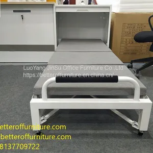 Tambour Door Office Workstation Use Folding Bed Steel Tube Frame With Cushion Sponge Roll Away Wheels thumbnail-5