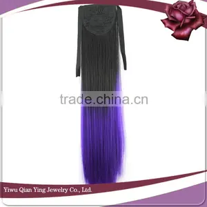 Cheap Synthetic Two Tone Pink and Black Hair Band Ponytails Quality Choice thumbnail-3