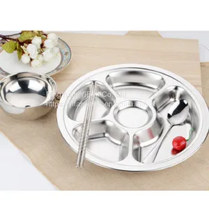 Stainless Steel Baby Divided Plate 5 Section Dinner Plate Divided Dish Toddlers Divided Bowl thumbnail-1