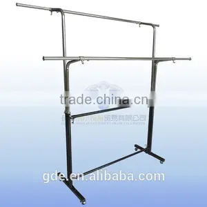 Hot Sale Metal Chrome Adjustable Clothing Rack With Double Hangrails thumbnail-1