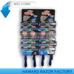 D318L Three Blade Rubber Handle Shaving Razor thumbnail-5