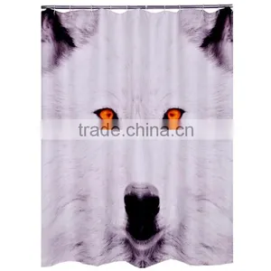 Waterproof New Style Wolf Design Transfer Printing Shower Curtain thumbnail-1